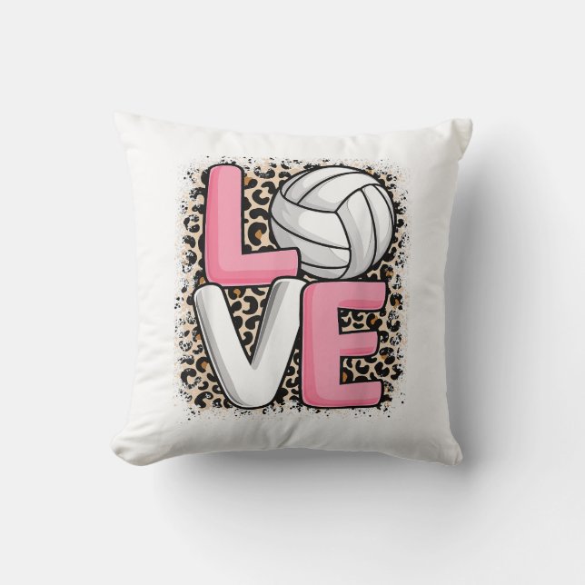Coussin Love Volleyball Empreinte de léopard Filles Volley (Recto)