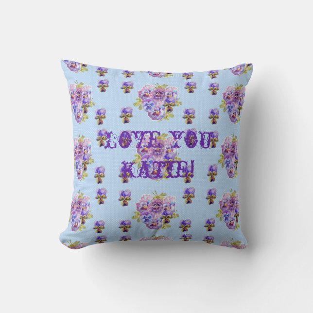 Coussin Love You Customisé Girls Name Floral Cushion (Recto)