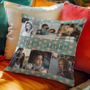 Coussin Love you grand ma 6 photo collage motif rétro