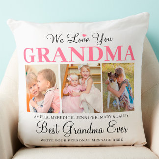Coussin Love You Grand-mère - Meilleur Collage photo de gr