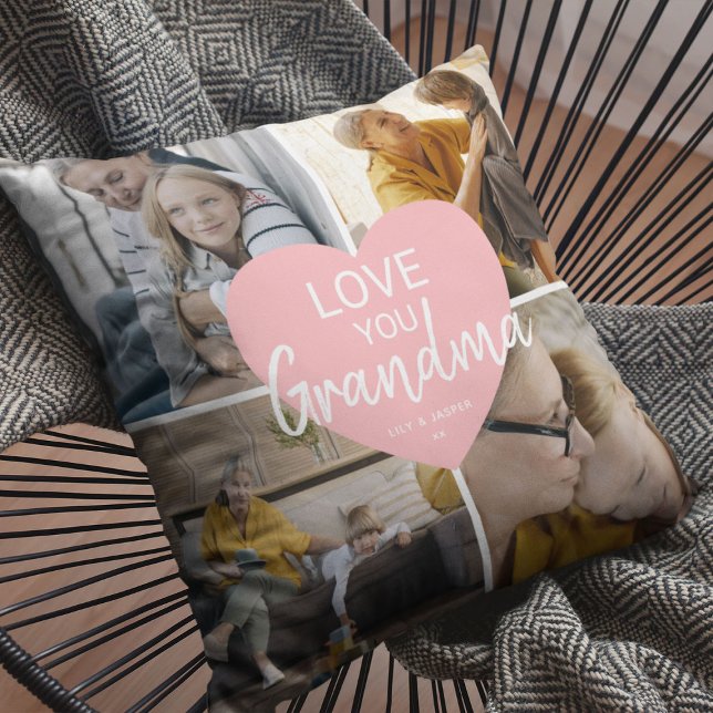 Coussin Love You 'Grand-mère' Photo personnalisée Collage  (Créateur téléchargé)