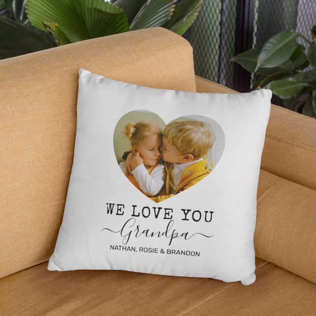 Coussin Love You Grand-père coeur Photo (Créateur téléchargé)