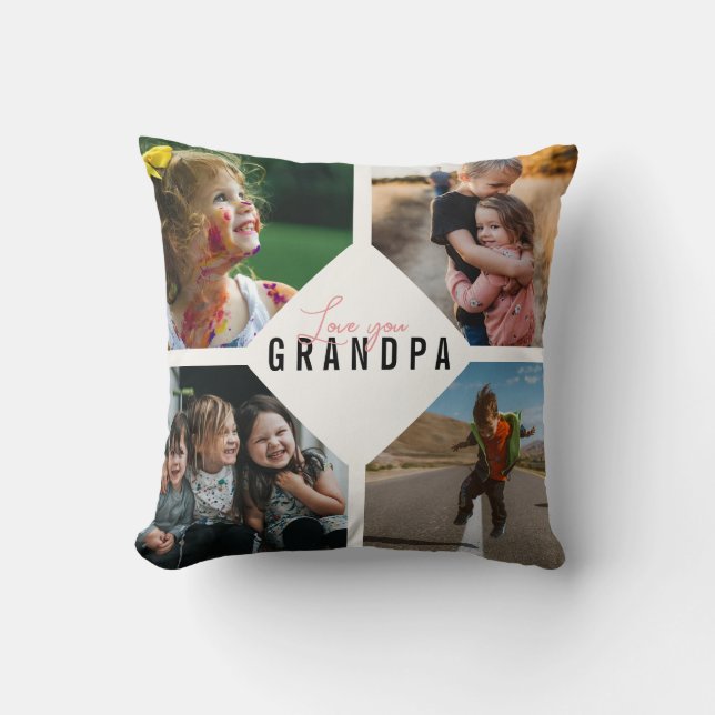 Coussin Love You Grand-Père Photo Collage de photos de gra (Recto)
