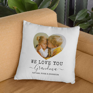 Coussin Love You Grandma Heart Photo