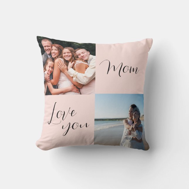 Coussin "Love you Mom" cadeau photo sentimental pour les m (Recto)