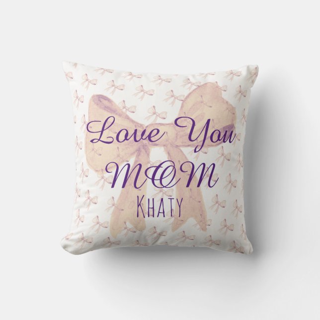 Coussin Love You Mom Unique Moderne Elegant Mothers Day (Recto)