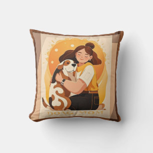 Coussin Lovely Girl and dog câlin