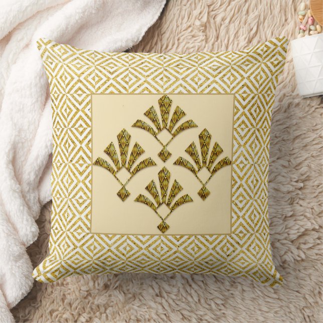 Coussin Lovely Gold Art Deco Motif Cushion. (Couverture)
