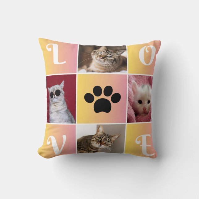 Coussin Lover cat conception collage jetter couvercle d'or (Recto)
