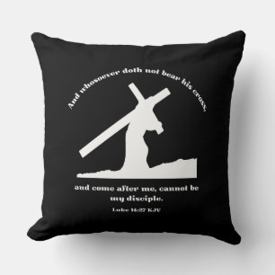 Coussin Luc 14:27 KJV Jésus Croix Bible chrétienne Verse