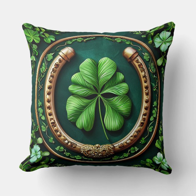 Coussin Lucky Horseshoe et Clover Design (Recto)