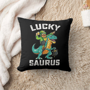 Coussin Lucky Saurus Dinosaur T Rex St Patrick's Day