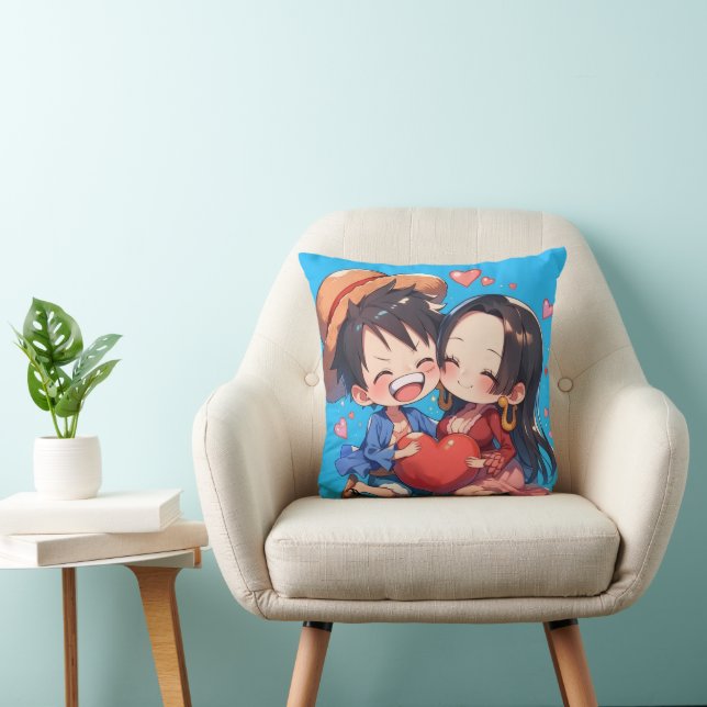 Coussin Luffy & Boa Hancock Anime Throw Pillow (Chaise)