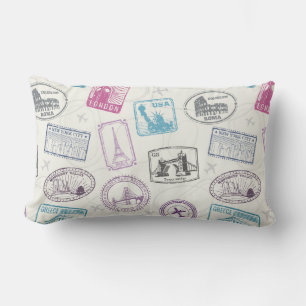 Coussin Lumbar des timbres de voyage