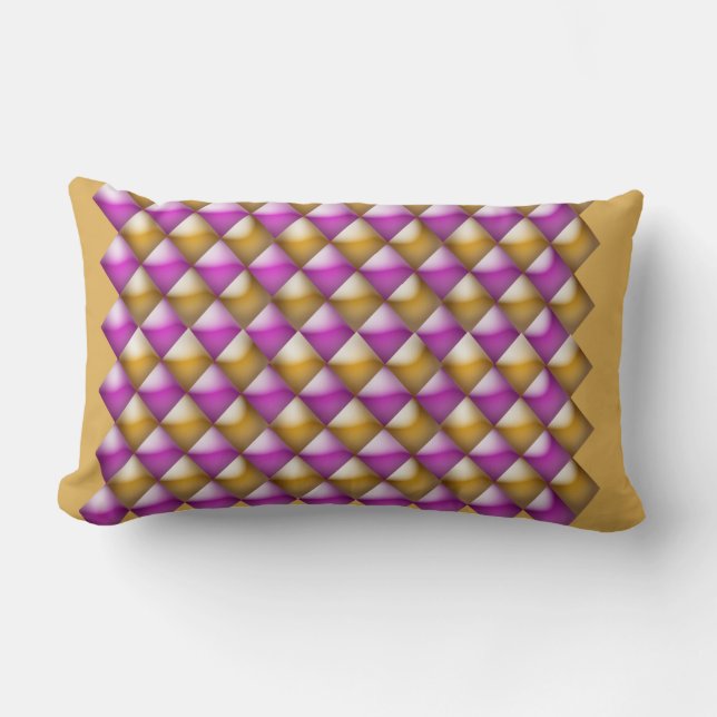 Coussin Lumbar - Diamants Magenta et Gold 3-D (Recto)