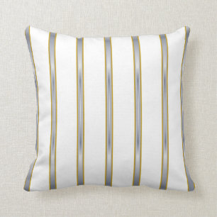 Coussin Lumbar et carreaux blancs de rayures d'or argenté