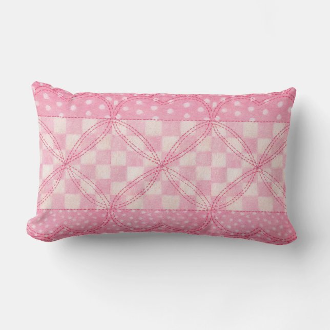 Coussin Lumbar PINK HEART QUILT (Recto)