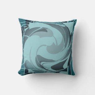 Coussin Lumière Turquoise Seafoam Gris Mosaïque Abstraite