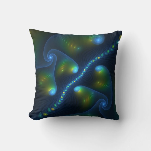 Coussin Lumières de l'Imaginaire Abstrait Bleu Vert Jaune  (Recto)