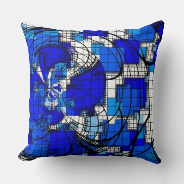 Coussin Lumineux audacieux BLANC "ABSTRAIT de BLEU de (Recto)