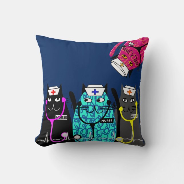 Coussin lunatique #15 de chat d'infirmière (Recto)