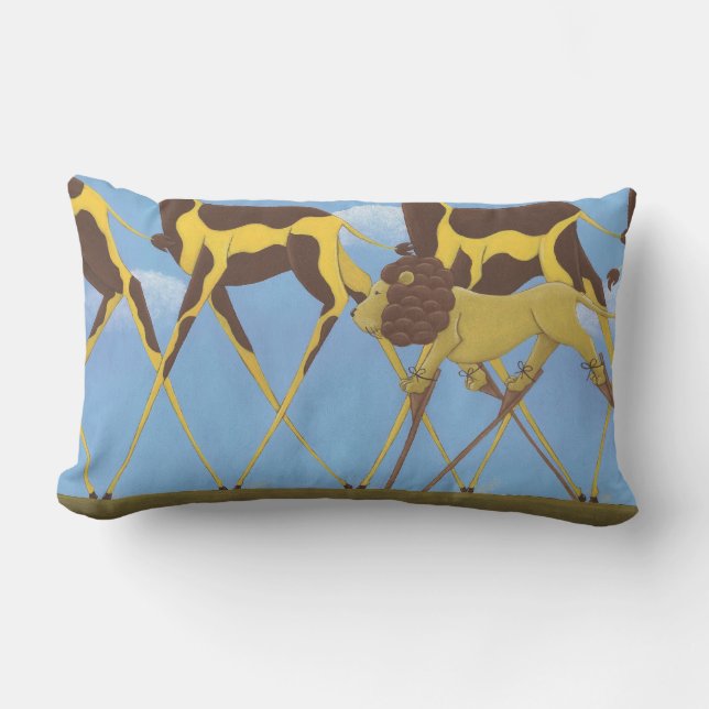 Coussin lunatique de girafe et de lion (Recto)