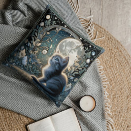 Coussin Lune Art Nouveau Kitten Sous Ciel Céleste
