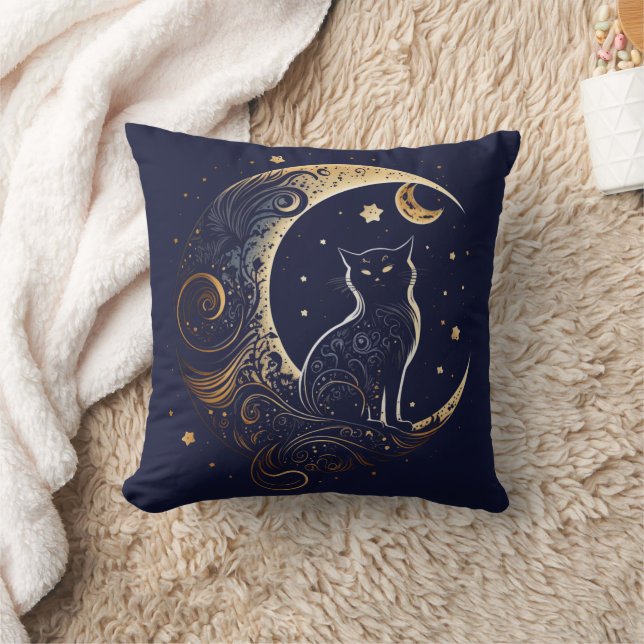 Coussin Lune de chat mystique - Cadeau céleste (Couverture)