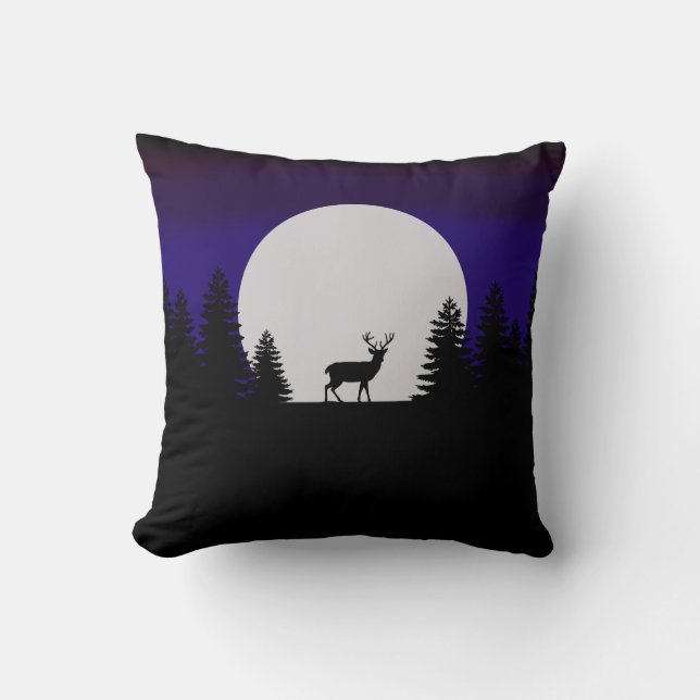 Coussin Lune d'hiver de l'oreiller avec cerf (Recto)