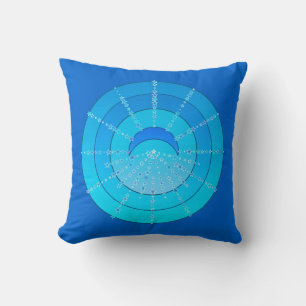 Coussin Lune et étoiles Mandala - Bleu et Aqua
