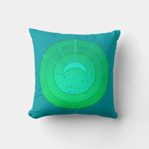 Coussin Lune et étoiles Mandala - Emerald Green