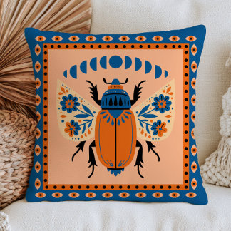 Coussin Lune Phases Mauvais Œil Floral Coléoptère Insecte