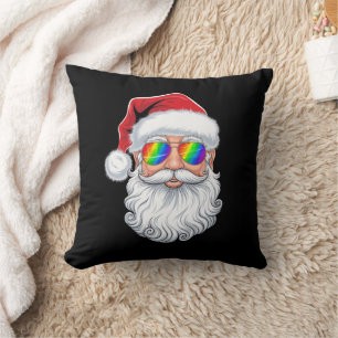 Coussin Lunettes de soleil gay visage de Santa Noël Xmas L