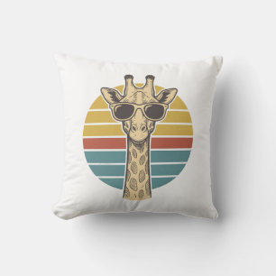 Coussin Lunettes de soleil girafe vintage vecteur crépuscu