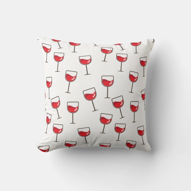 Coussin Lunettes de vin rouge Motif sur blanc (Recto)