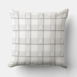 Coussin Lung Cancer Awareness Plaid White Ribbon