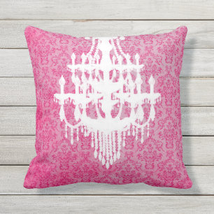 Coussin Lustre Silhouette et Damas rose