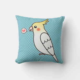 Coussin Lutino Cartoon Cockatiel Parrot Amour d'oiseaux