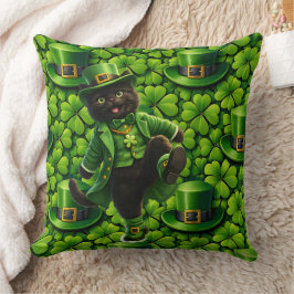 Coussin Lutins chanceux chat noir Saint-Patrick Pat