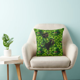 Coussin Lutrin de précurseur chat noir Saint-Patrick lumiè