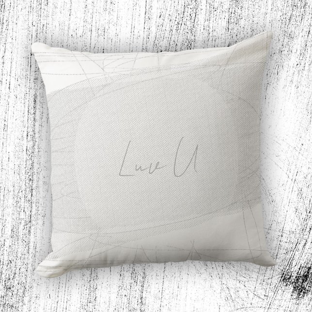Coussin Luv U - Lignes modernes à la mode blanche (Luv U - White Trendy Modern Scribbled Lines Throw Pillow ©Susanne Sachers - Sunny Mind)