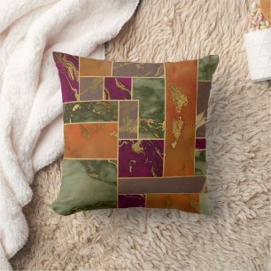 Coussin Luxe d'automne   Joyau d'or géométrique Marbre d