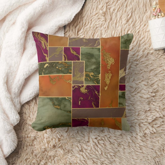 Coussin Luxe d'automne | Joyau d'or géométrique Marbre de  (Couverture)