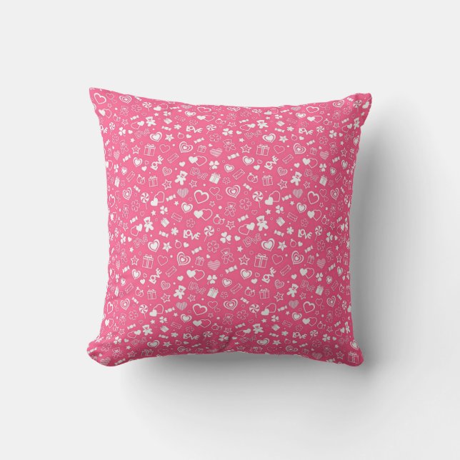 Coussin Luxe Moderne Élégant Amour Rose Coeur (Recto)