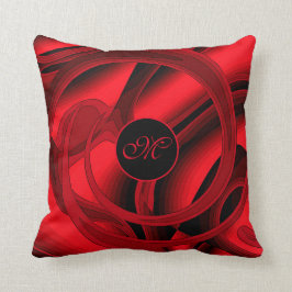 Coussin Luxe moderne Rouge Abstrait Floral Rose