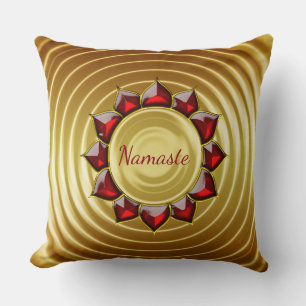 Coussin Luxe Namaste rouge et or