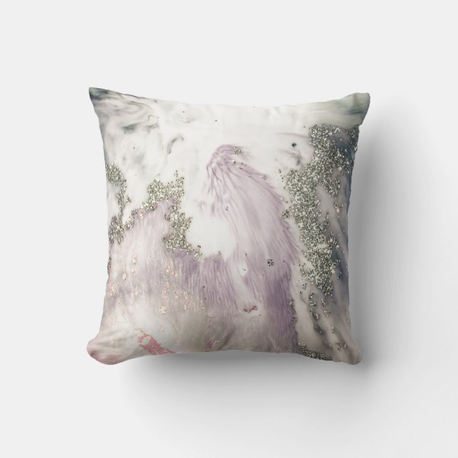 COUSSIN LUXE PURPLE LILAC MARBRE EN ARGENT INSPIRÉ CUSHION (Recto)