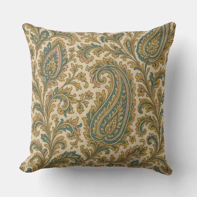 Coussin LuxeLayers Paisley Elégance Jeu d'oreiller Turquoi (Recto)