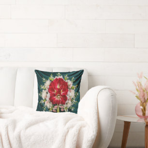 Coussin Luxueuse couverture d'oreiller à lancer Floral Red