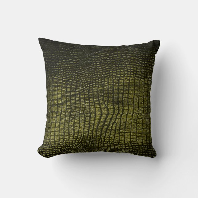 Coussin Luxueuse texture de peau de crocodile foncé. (Recto)